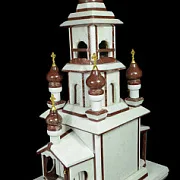 Каминные часы «Церковь» из лемезита и мрамора — красивый подарок — фотография 2