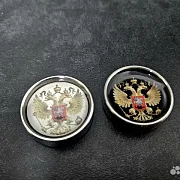 На память: Комплект стальных фишек для нард «Герб России» — фотография 3