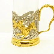 Латунный подстаканник «Охота на кабана» — оригинальный подарок — фотография 4