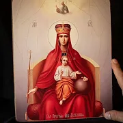Подарочная икона Богоматери "Державная" дерево, ручная работа — фотография 6