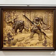 Резная картина «Охотник» 60×46 см — красивый подарок — фотография 1