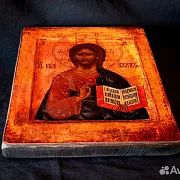 Икона "Христос Пантократор" дерево, ручная работа — красивый подарок — фотография 4