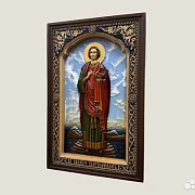 Икона резная из дерева Святой Целитель Пантелеймон — оригинальный подарок — фотография 3