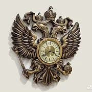 На память: Часы с гербом РФ, резные из массива ясеня — фотография 5
