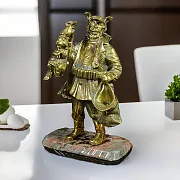 Фигура «Охотник» из латуни и бронзы на креноиде в подарок — фотография 1