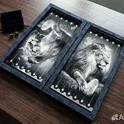 Нарды под стеклом «Царь зверей» в подарок — фотография 2