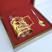 Латунный подстаканник «Рыцари» — оригинальный подарок — фотография 4