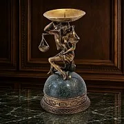 Подсвечник «Весы» из бронзы и змеевика — красивый подарок — фотография 1