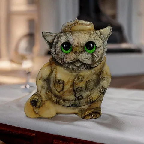 Скульптура «Кот с мешком» из камня — оригинальный подарок