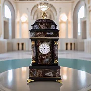 На память: Каминные часы «Орёл» из агата и долерита — фотография 1